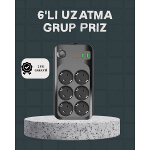 Termal Akım Korumalı 6’lı Uzatma Priz USB Type-C Hızlı Şarj 2500W