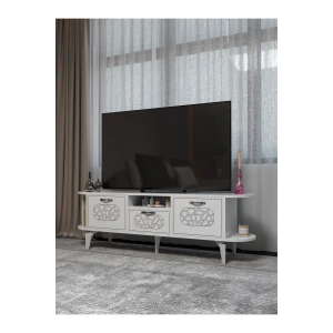 Tv Sehpası Mira Gümüş 5033 Beyaz 160 Cm 35 Cm 50 Cm