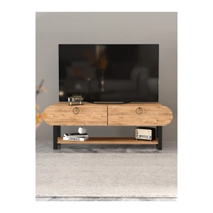 Tv Sehpası Tv Ünitesi Kapaklı Raflı Setro Atlantik Çam