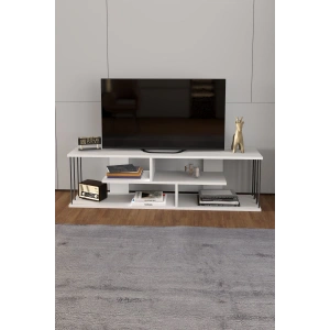 Tv Sehpası Tv Ünitesi Raflı 140 Cm Gzd Beyaz
