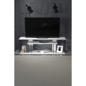Tv Sehpası Tv Ünitesi Raflı 140 Cm Gzd Plus Beyaz