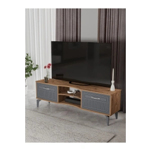 Tv Sehpası Tv Ünitesi Vera Atlantik Çam Antrasit Çizgili 5051