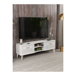 Tv Sehpası Tv Ünitesi Vera Beyaz Çizgili 5053