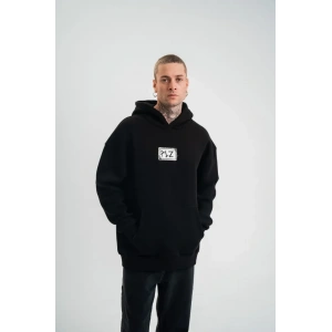 Unisex Kapşonlu Uzun Kol Patchli Nakışlı SweatShirt - Siyah