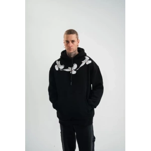 Unisex Uzun Kol Bisiklet Yaka Yıkamalı SweatShirt - Siyah