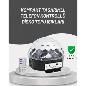 Uzaktan Kumandalı RGB LED Disko Topu Bluetooth Hoparlörlü