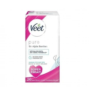 Veet Pure Bacak ve Vücut Bölgesi Hipoalerjenik Sir Ağda Bandı 20li