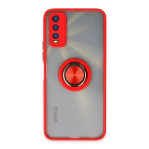 Vivo Y11S Kılıf Montreal Yüzüklü Silikon Kapak - Kırmızı