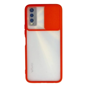 Vivo Y11S Kılıf Palm Buzlu Kamera Sürgülü Silikon - Kırmızı