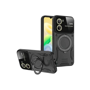 Vivo Y16 Kılıf Joy Lens Standlı Kapak - Siyah