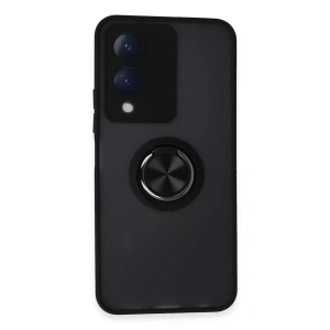 Vivo Y17S Kılıf Montreal Yüzüklü Silikon Kapak - Siyah