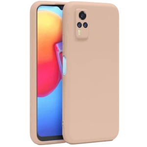 Vivo Y53S Kılıf Nano içi Kadife Silikon - Pudra