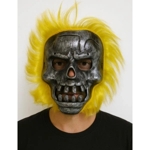 Wild Skull - Metal Kafatası Sarı Saçlı İskelet Maske