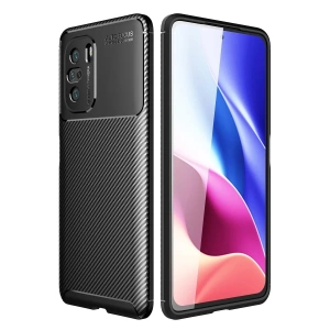 Xiaomi Poco F3 Kılıf Auto Focus Karbon Kapak - Siyah