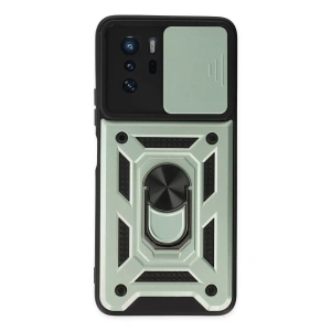 Xiaomi Poco X3 GT Kılıf Pars Lens Yüzüklü Silikon - Yeşil