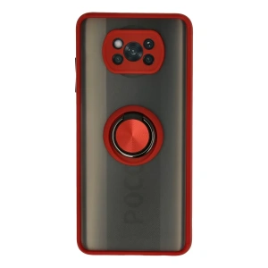 Xiaomi Pocophone X3 Kılıf Montreal Yüzüklü Silikon Kapak - Kırmızı
