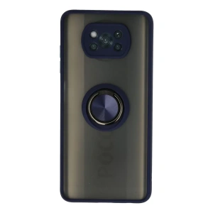 Xiaomi Pocophone X3 Kılıf Montreal Yüzüklü Silikon Kapak - Lacivert