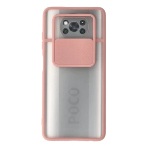Xiaomi Pocophone X3 Kılıf Palm Buzlu Kamera Sürgülü Silikon - Pembe
