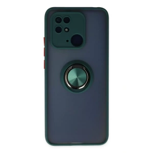 Xiaomi Redmi 10C Kılıf Montreal Yüzüklü Silikon Kapak - Yeşil
