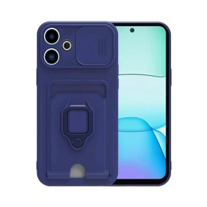 Xiaomi Redmi 13 4G Kılıf Zuma Kartvizitli Yüzüklü Silikon - Lacivert