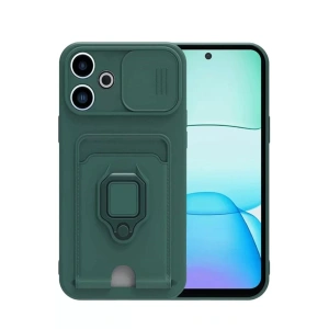 Xiaomi Redmi 13 4G Kılıf Zuma Kartvizitli Yüzüklü Silikon - Yeşil
