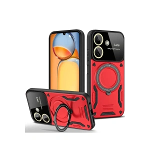 Xiaomi Redmi 13C Kılıf Joy Lens Standlı Kapak - Kırmızı