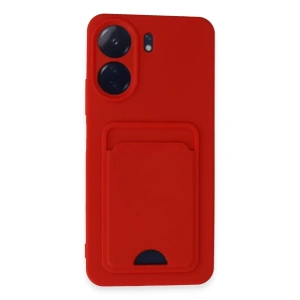 Xiaomi Redmi 13C Kılıf Kelvin Kartvizitli Silikon - Kırmızı