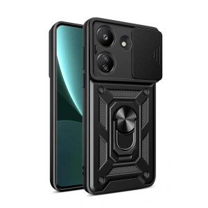Xiaomi Redmi 13C Kılıf Pars Lens Yüzüklü Silikon - Siyah