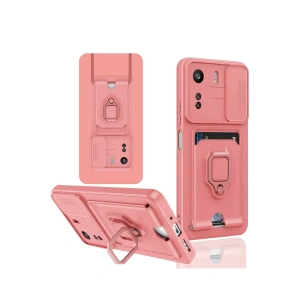 Xiaomi Redmi 13C Kılıf Zuma Kartvizitli Yüzüklü Silikon - Pembe