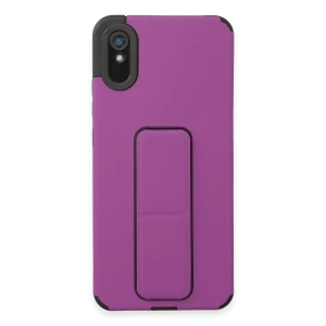 Xiaomi Redmi 9A Kılıf Mega Standlı Silikon - Mor