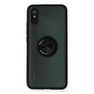 Xiaomi Redmi 9A Kılıf Montreal Yüzüklü Silikon Kapak - Siyah