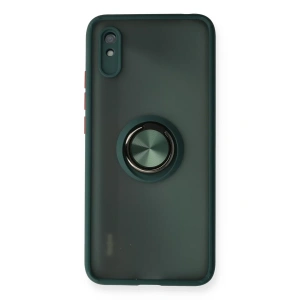 Xiaomi Redmi 9A Kılıf Montreal Yüzüklü Silikon Kapak - Yeşil