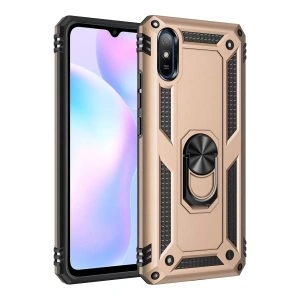Xiaomi Redmi 9A Kılıf Sofya Yüzüklü Silikon Kapak - Gold