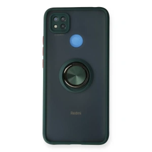 Xiaomi Redmi 9C Kılıf Montreal Yüzüklü Silikon Kapak - Yeşil