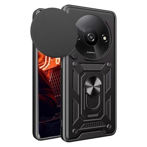 Xiaomi Redmi A3 4G Kılıf Pars Lens Yüzüklü Silikon - Siyah