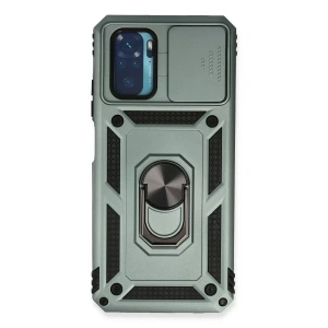 Xiaomi Redmi Note 10 Kılıf Pars Lens Yüzüklü Silikon - Yeşil