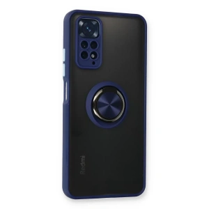 Xiaomi Redmi Note 11 Kılıf Montreal Yüzüklü Silikon Kapak - Lacivert
