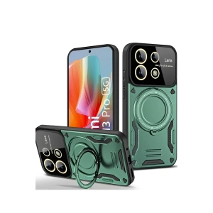 Xiaomi Redmi Note 13 Pro 4G Kılıf Joy Lens Standlı Kapak - Koyu Yeşil
