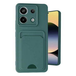 Xiaomi Redmi Note 13 Pro 5G Kılıf Kelvin Kartvizitli Silikon - Koyu Yeşil