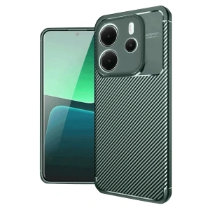 Xiaomi Redmi Note 14 4G Kılıf Auto Focus Karbon Kapak - Koyu Yeşil