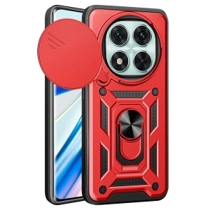 Xiaomi Redmi Note 14 Pro 5G Kılıf Pars Lens Yüzüklü Silikon - Kırmızı