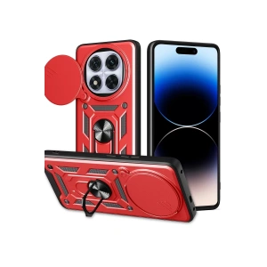 Xiaomi Redmi Note 14 Pro Plus Kılıf Pars Lens Yüzüklü Silikon - Kırmızı