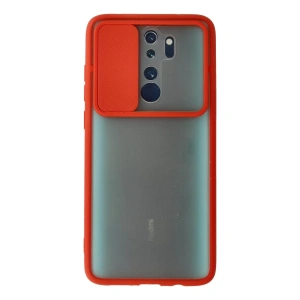 Xiaomi Redmi Note 8 Pro Kılıf Palm Buzlu Kamera Sürgülü Silikon - Kırmızı