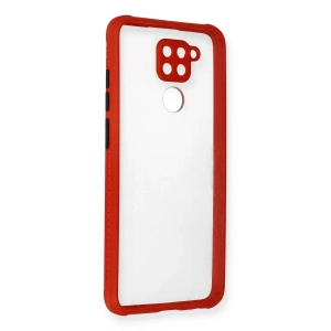 Xiaomi Redmi Note 9 Kılıf Miami Şeffaf Silikon - Kırmızı