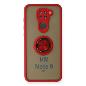 Xiaomi Redmi Note 9 Kılıf Montreal Yüzüklü Silikon Kapak - Kırmızı