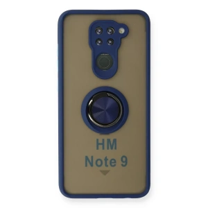 Xiaomi Redmi Note 9 Kılıf Montreal Yüzüklü Silikon Kapak - Lacivert
