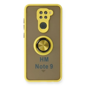 Xiaomi Redmi Note 9 Kılıf Montreal Yüzüklü Silikon Kapak - Sarı