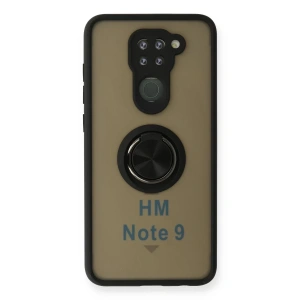 Xiaomi Redmi Note 9 Kılıf Montreal Yüzüklü Silikon Kapak - Siyah
