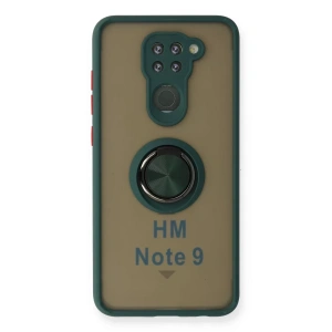 Xiaomi Redmi Note 9 Kılıf Montreal Yüzüklü Silikon Kapak - Yeşil