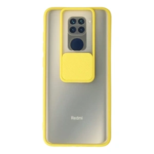 Xiaomi Redmi Note 9 Kılıf Palm Buzlu Kamera Sürgülü Silikon - Sarı